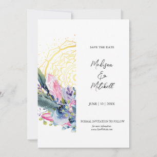 Gold Mandala Pink Crystal Boho Handfasting Wedding Save The Date