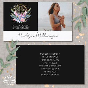 Gold Mandala Pink Crystals Psychic Spiritual Photo Business Card