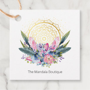 Gold Mandala Pink Crystals Psychic Spiritual Photo Favour Tags