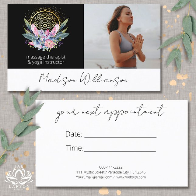 Gold Mandala Pink Crystals Spiritual Appointment  Business Card (Creator Uploaded)