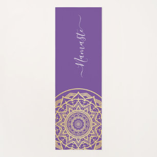 Gold Mandala Purple Namaste Script Yoga Mat
