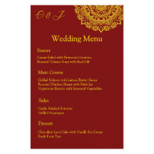 Gold mandala red wedding menu