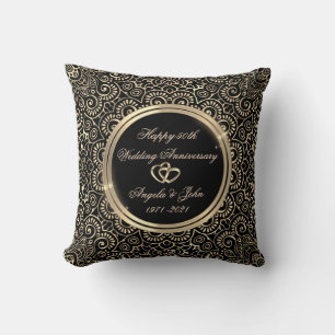 Gold Mandala Rings Anniversary Cushion