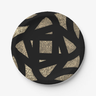 Gold Mandala Sparkles Paper Plate