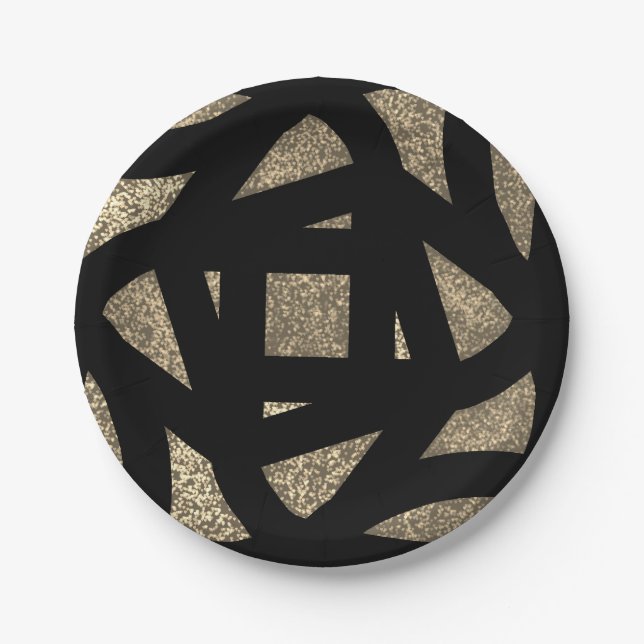 Gold Mandala Sparkles Paper Plate (Front)