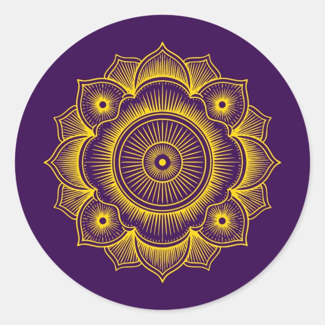 Gold Mandala Symbol Classic Round Sticker (Front)