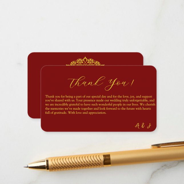 gold mandala thank you card (Front/Back In Situ)