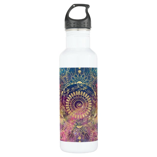 Gold Mandala Watercolor Colourful Nebula 710 Ml Water Bottle (Front)