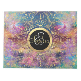 Gold Mandala Watercolor Colourful Nebula Notepad