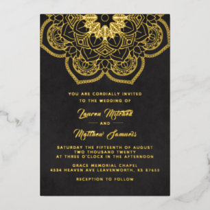 Gold Mandala Wedding Foil Invitation
