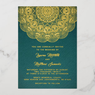 Gold Mandala Wedding Foil Invitation
