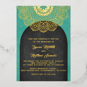 Gold Mandala Wedding Foil Invitation