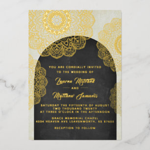 Gold Mandala Wedding Foil Invitation