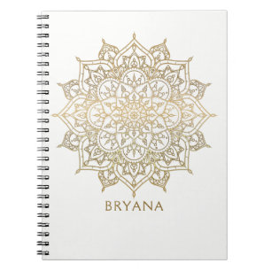 Gold Mandala White Chic Glamour Modern Glam Notebook