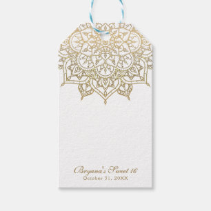Gold Mandala White Classy Modern Wedding Favour Gift Tags