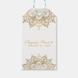 Gold Mandala White Glam Modern Wedding Favour Gift Tags