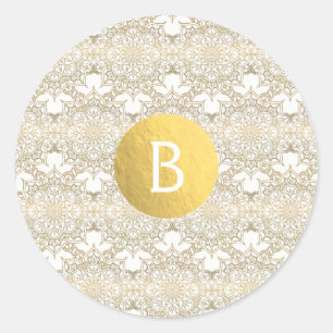 Gold Mandala White Modern Elegant Wedding Favour Classic Round Sticker