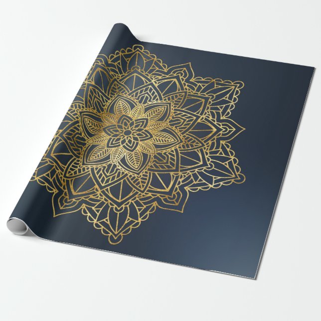 Gold Mandala Wrapping Paper (Unrolled)
