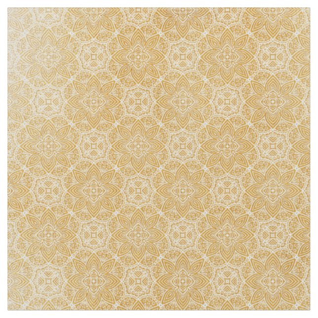Gold Mandalas of Various Geometric Circle repeats Fabric (Close Up)