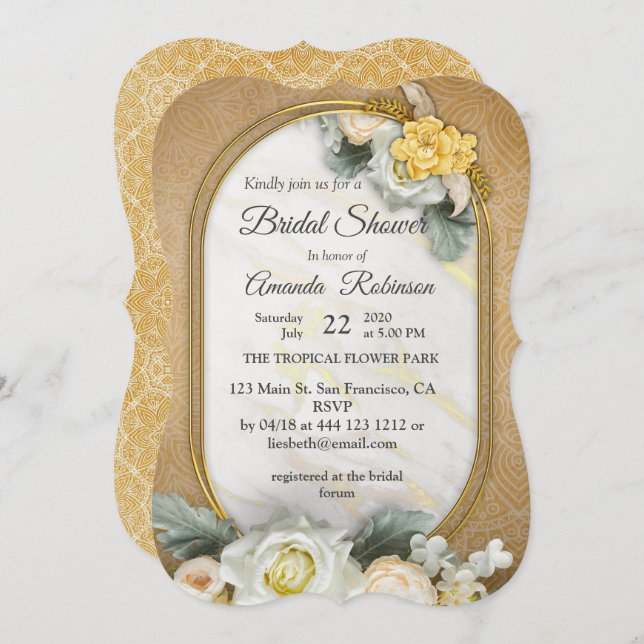 Gold Mandalas of various geometric circles Invitation (Front/Back)