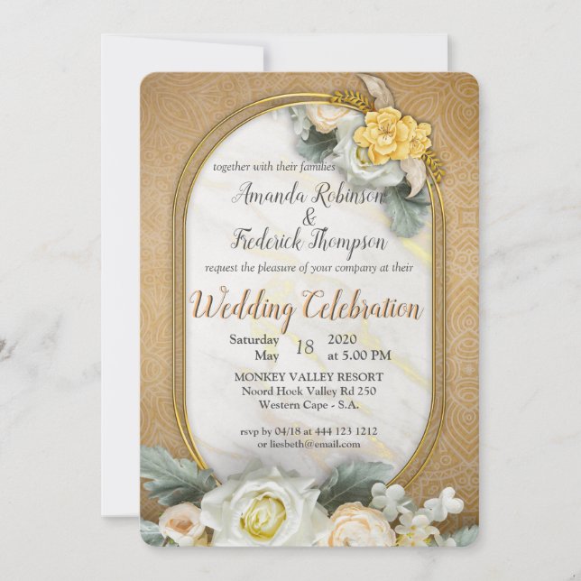 Gold Mandalas of various geometric circles Invitation (Front)