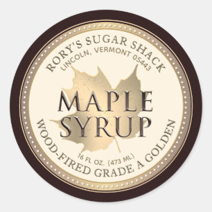Gold Maple Leaf Maple Syrup Editable Label