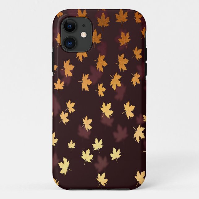Gold Maple Leaf on dark red Case-Mate iPhone Case (Back)