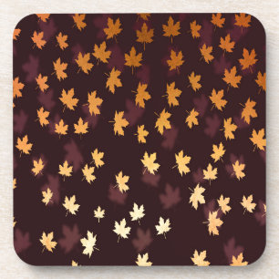 Gold Maple Leaf on dark red Coaster