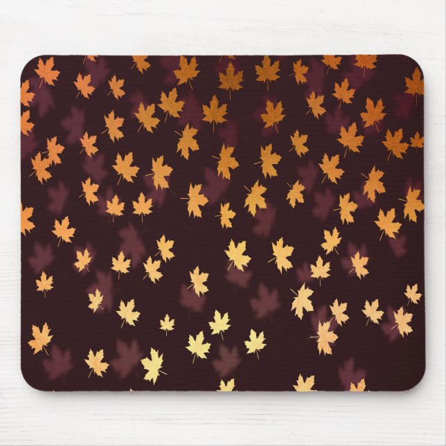 Gold Maple Leaf on dark red Mouse Mat (Front)