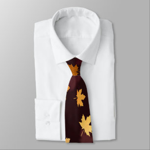 Gold Maple Leaf on dark red Tie
