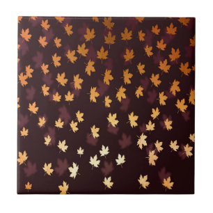 Gold Maple Leaf on dark red Tile