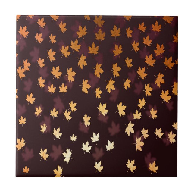 Gold Maple Leaf on dark red Tile (Front)