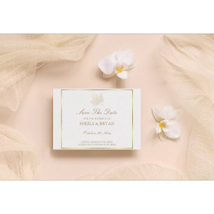 Gold Maple Leaf Save The Date Post Card