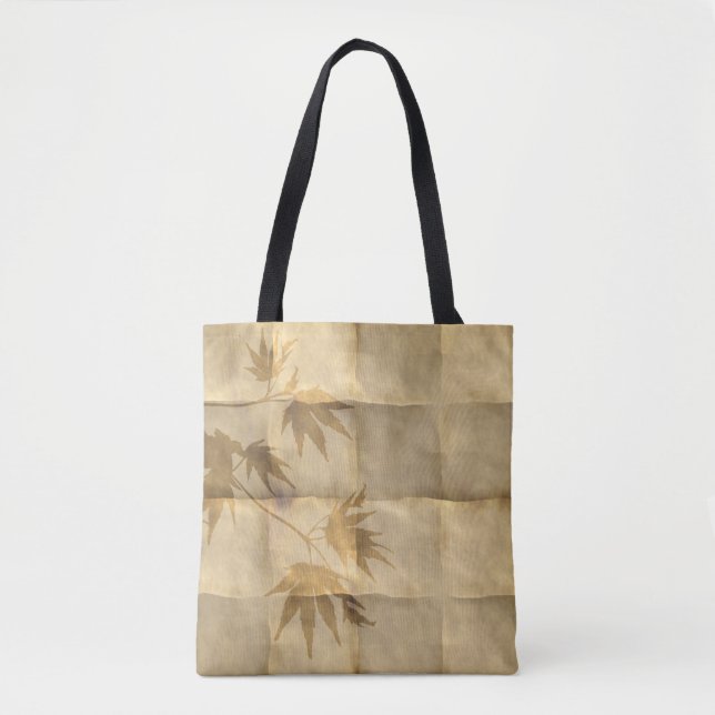 Gold maple leaves on parchment paper elegant tote bag (Front)