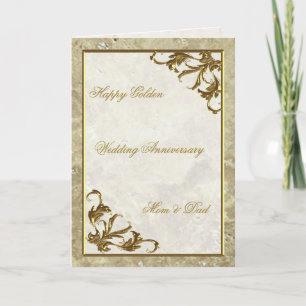 Gold Marble 50th Wedding Anniversary Greeting Card