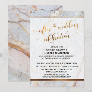Gold Marble After the Wedding Celebration Hearts Invitation