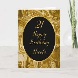 Gold Marble Agate 21st Birthday Card