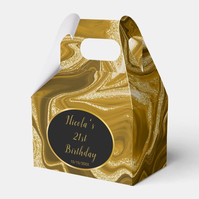Gold Marble Agate 21st Birthday Favour Box (Front Side)