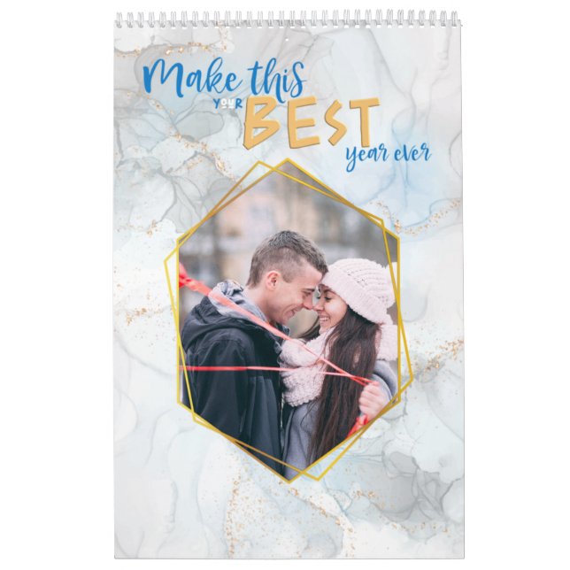 Gold Marble Best Year Fill In Photo  Calendar (Cover)