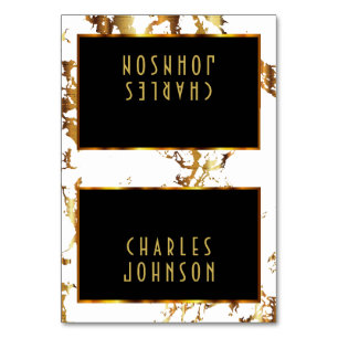Gold Marble, Black and White - Place Cards
