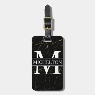 Gold Marble Black Personalised Luggage Tag