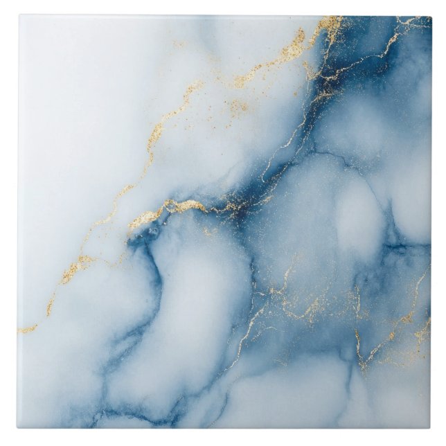 Gold Marble Blue Pattern  Tile (Front)