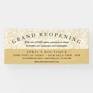 Gold Marble Busines Reopening COVID Safety Banner