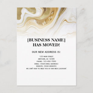 Gold Marble Business Moving Announcement Postcard