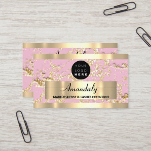 Gold Marble Consulting Glitter Pink Pastel Royal Business Card