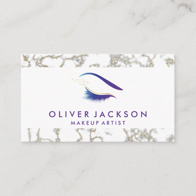 Gold Marble | Eye Lashes and Beauty Business Card (Front)