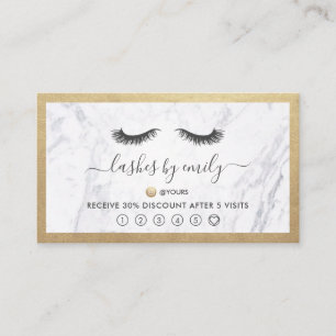 Gold & Marble Eyelash Beauty Specialist Loyalty Business Card