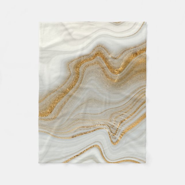 Gold Marble  Fleece Blanket (Front)