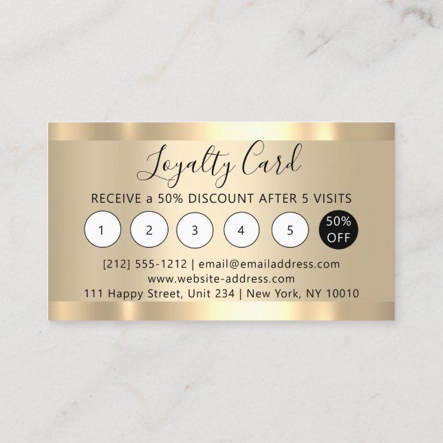 Gold Marble Framed 6 Punches 50% OFF  Business Card (Back)
