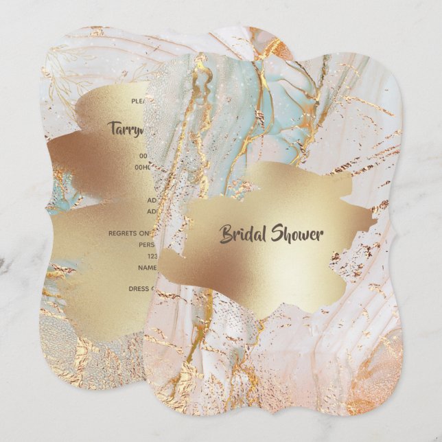 Gold marble geode texture DIY classy party Invitation (Front/Back)